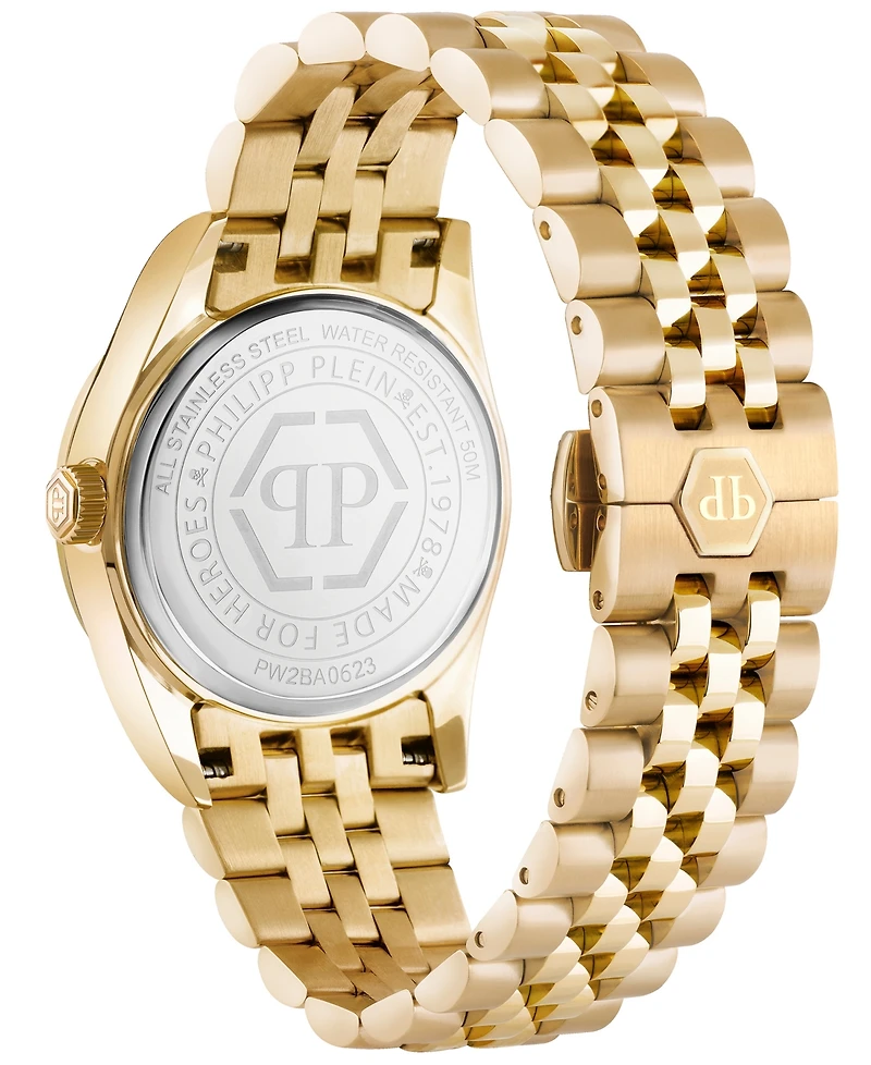 Philipp Plein Women's Date Superlative Gold-Tone Stainless Steel Bracelet Watch 38mm
