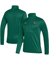 Men's adidas Green Miami Hurricanes 2023 Sideline Aeroready Half-Zip Top