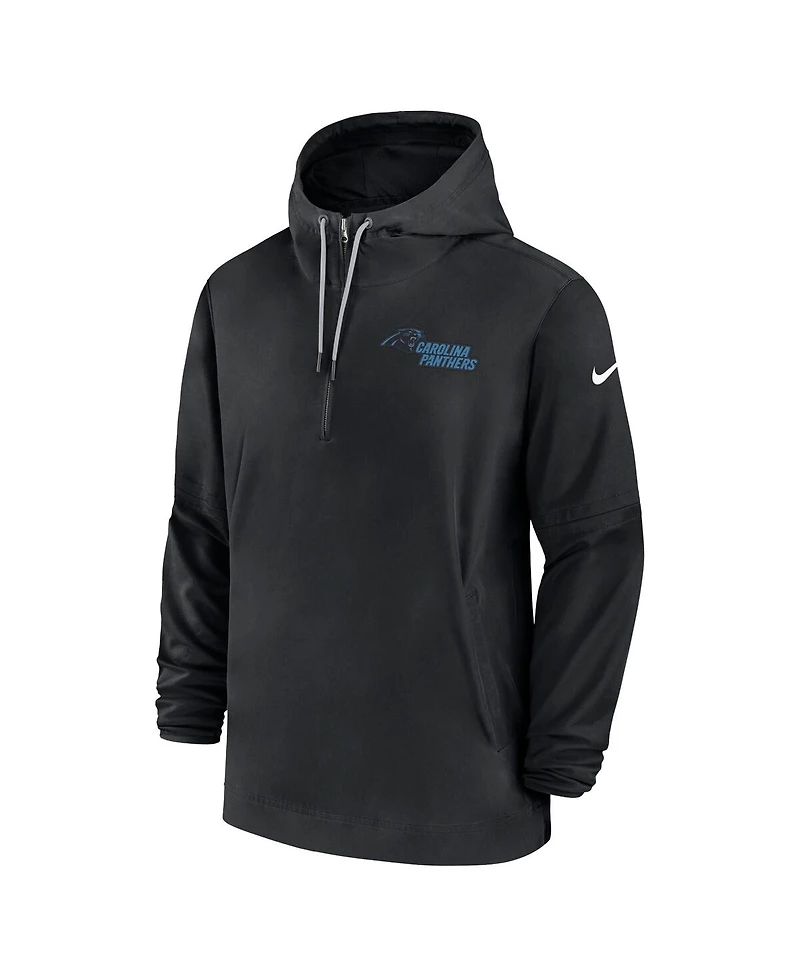 Men's Nike Black Carolina Panthers Sideline Quarter-Zip Hoodie