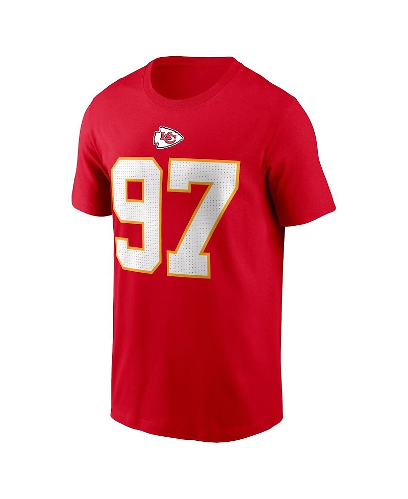 Men's Nike Felix Anudike-Uzomah Red Kansas City Chiefs 2023 Nfl Draft First Round Pick Player Name and Number T-shirt