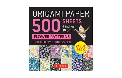 Origami Paper 500 sheets Flower Patterns 4" (10 cm)- Tuttle Origami Paper- Double-Sided Origami Sheets Printed with 12 Different Illustrated Patterns