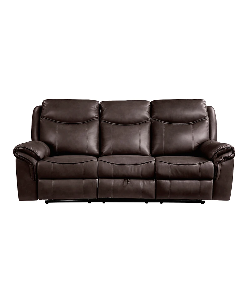 White Label Calico 89" Double Reclining Sofa with Center Drop-Down Cup Holders, Power Outlets