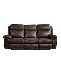 White Label Calico 89" Double Reclining Sofa with Center Drop-Down Cup Holders, Power Outlets