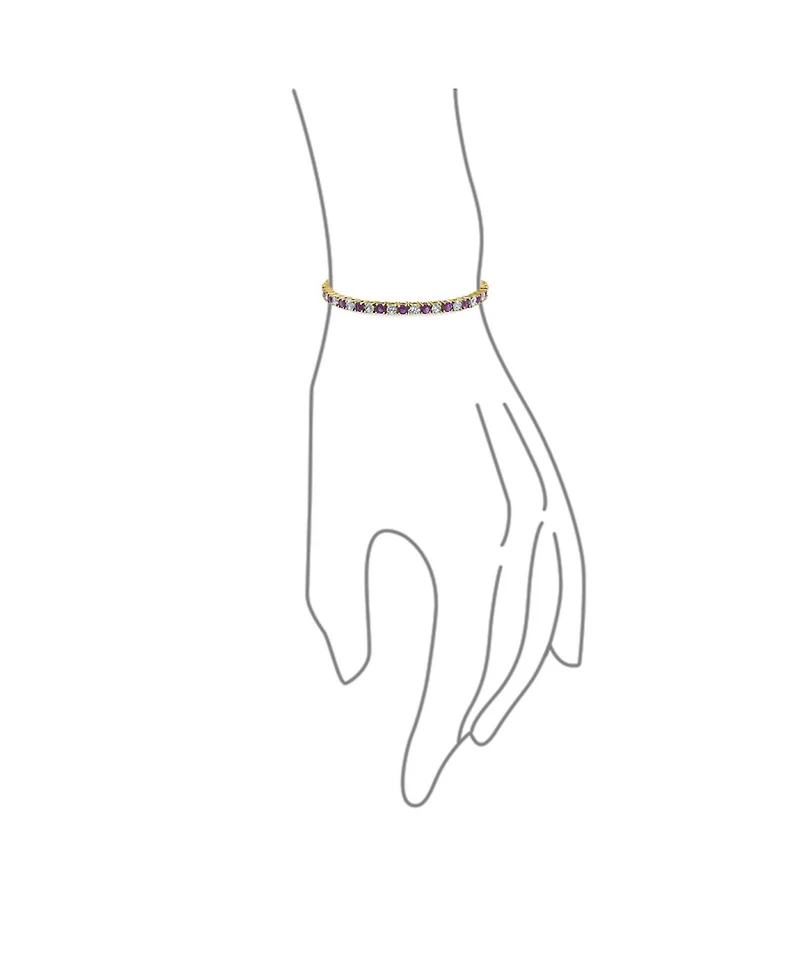 Bling Jewelry Alternating Stones Round Cubic Zirconia 12.00 Ct 4 Prong Basket Set Solitaire Cz Tennis Bracelet Prom Gold Plated 7.5 Inch