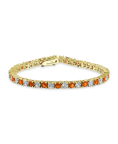 Bling Jewelry Alternating Stones Round Cubic Zirconia 12.00 Ct 4 Prong Basket Set Solitaire Cz Tennis Bracelet Prom Gold Plated 7.5 Inch