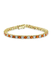 Bling Jewelry Alternating Stones Round Cubic Zirconia 12.00 Ct 4 Prong Basket Set Solitaire Cz Tennis Bracelet Prom Gold Plated 7.5 Inch