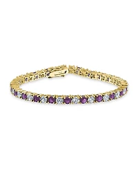 Bling Jewelry Alternating Stones Round Cubic Zirconia 12.00 Ct 4 Prong Basket Set Solitaire Cz Tennis Bracelet Prom Gold Plated 7.5 Inch