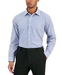 Men's Regular Fit Non-Iron Spread Collar Bengal Stripe Broadcloth Dress Shirt