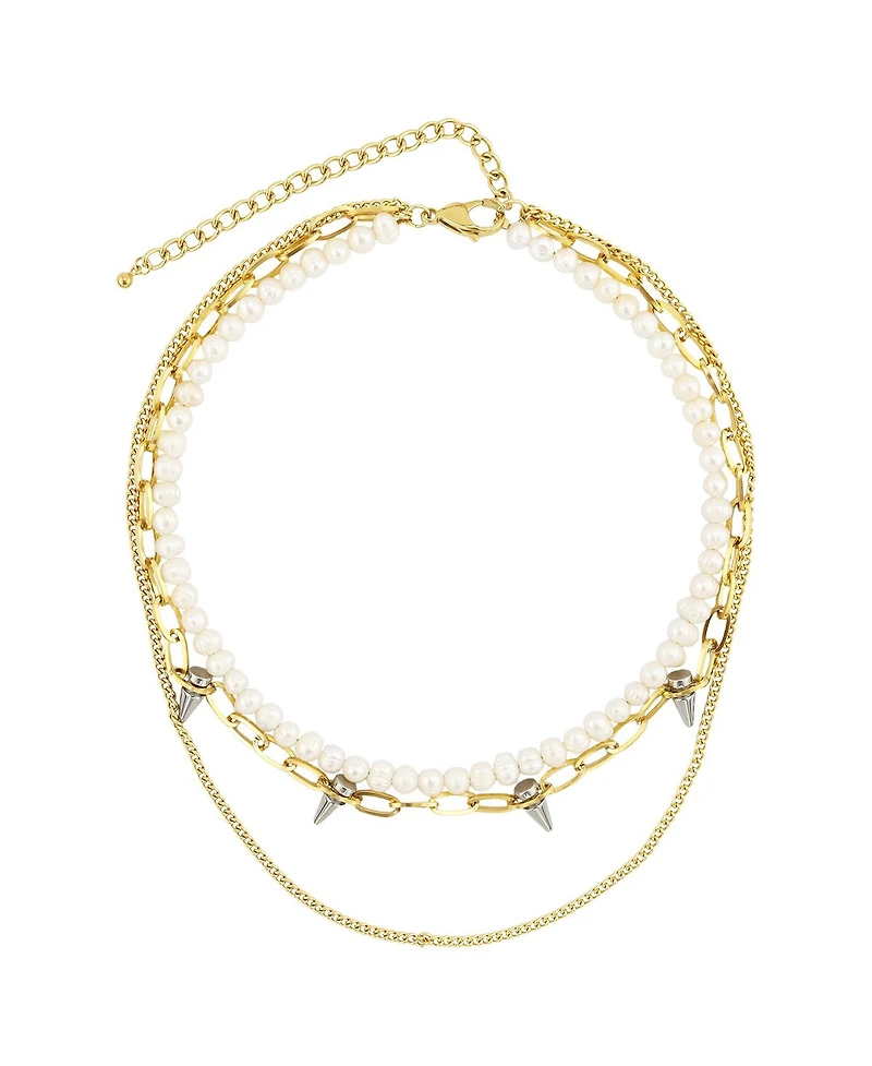 Ash Pearl and Spike Layered Necklace