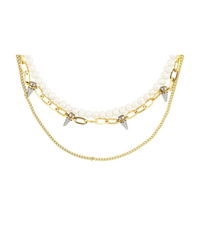 Ash Pearl and Spike Layered Necklace