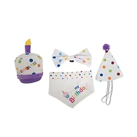 4-Piece Dog Birthday Kit – Celebrate in Style with Bandana, Hat, Bow Tie, and Plush Toy for the Perfect Festive Dog Party, Adjustable, Durable,