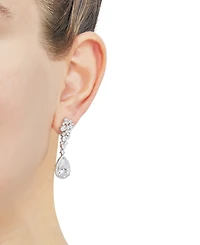 Arabella Cubic Zirconia Pear Halo Cluster Drop Earrings in Sterling Silver