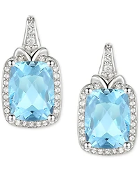 Amethyst (2-1/6 ct. t.w.) & Lab-Grown White Sapphire (1/4 Halo Stud Earrings 14k Gold-Plated Sterling Silver (Also Additional Gemstone