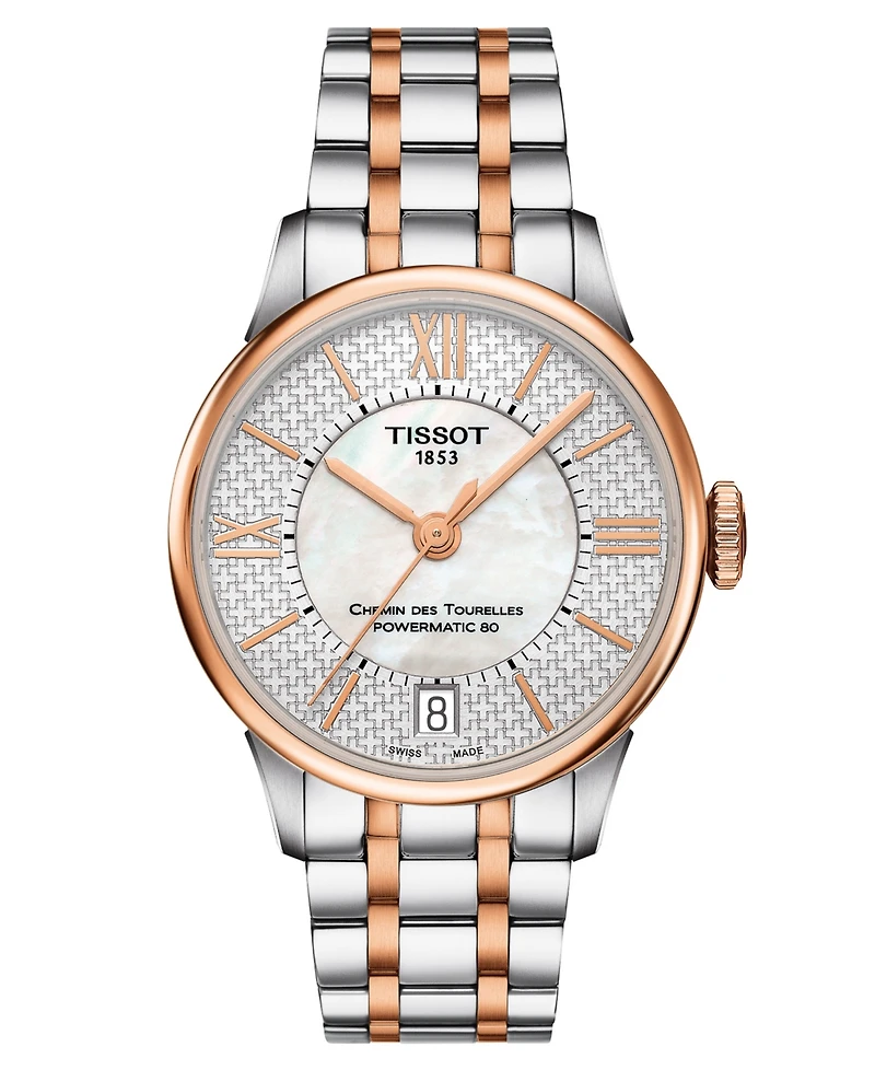 Tissot Women's Swiss Automatic Chemin des Tourelles Powermatic 80 Helvetic Pride Two-Tone Stainless Steel Bracelet Watch 32mm
