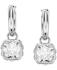 Swarovski Silver-Tone Zirconia & Crystal Square Dangle Hoop Earrings