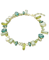 Swarovski Gold-Tone Green-Hued Crystal Mixed Cut Collar Necklace, 14" + 1-3/4" extender