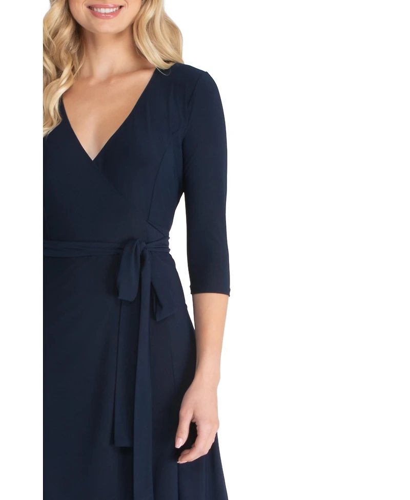 Kiyonna Women's Essential Wrap Dress with 3/4 Sleeves