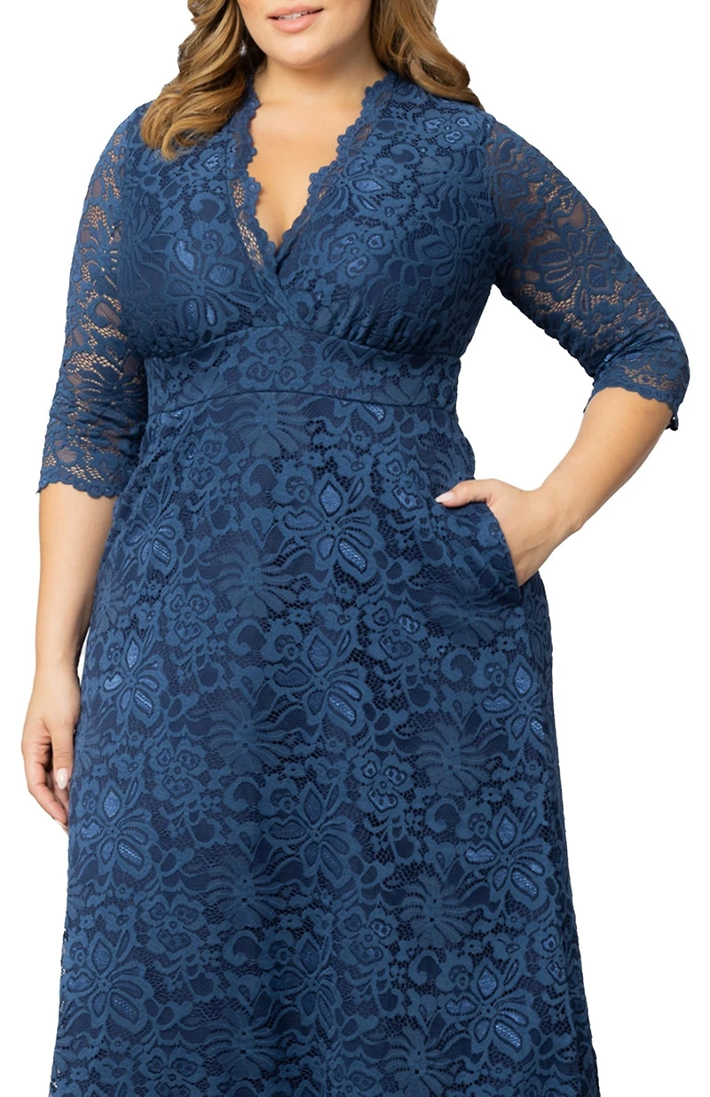 Kiyonna Women's Plus Maria Lace Evening Gown