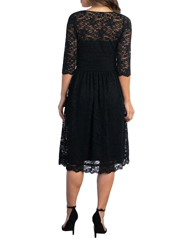 chinese dress ladies Kiyonna Plus Size Camille Lace Cocktail Dress - Twilight Blue