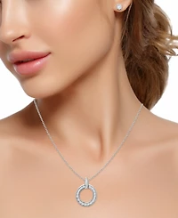 Giani Bernini 2-Pc. Set Cubic Zirconia Circle Pendant Necklace & Stud Earrings, Created for Macy's