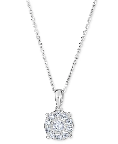 Diamond Halo 18" Pendant Necklace (1/2 ct. t.w.) in 14k White Gold