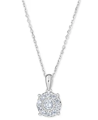 Diamond Halo 18" Pendant Necklace (1/2 ct. t.w.) in 14k White Gold