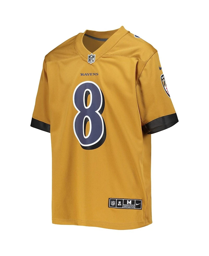 Big Boys Nike Lamar Jackson Gold Baltimore Ravens Inverted Team Game Jersey