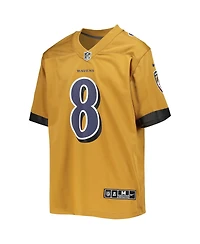 Big Boys Nike Lamar Jackson Gold Baltimore Ravens Inverted Team Game Jersey