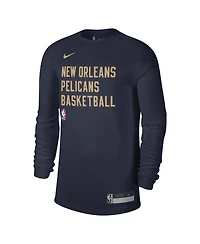 Men's and Women's Nike Navy New Orleans Pelicans 2023/24 Legend On-Court Practice Long Sleeve T-shirt