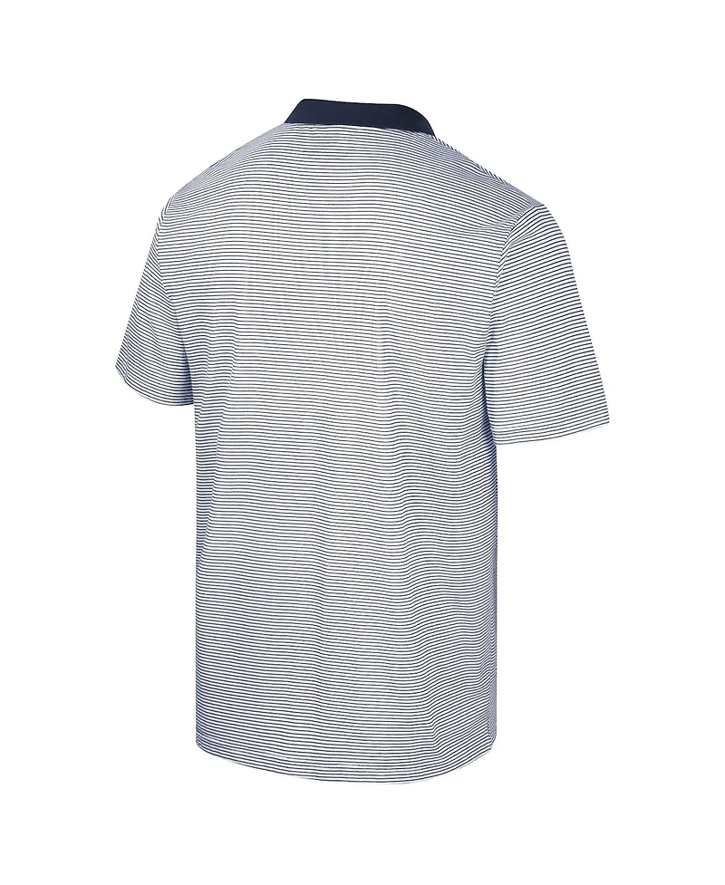 Men's Colosseum White, Navy Auburn Tigers Print Stripe Polo Shirt