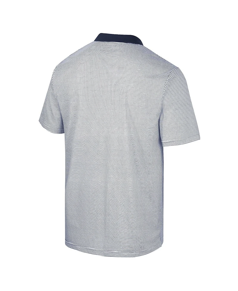 Men's Colosseum White, Navy Illinois Fighting Illini Print Stripe Polo Shirt