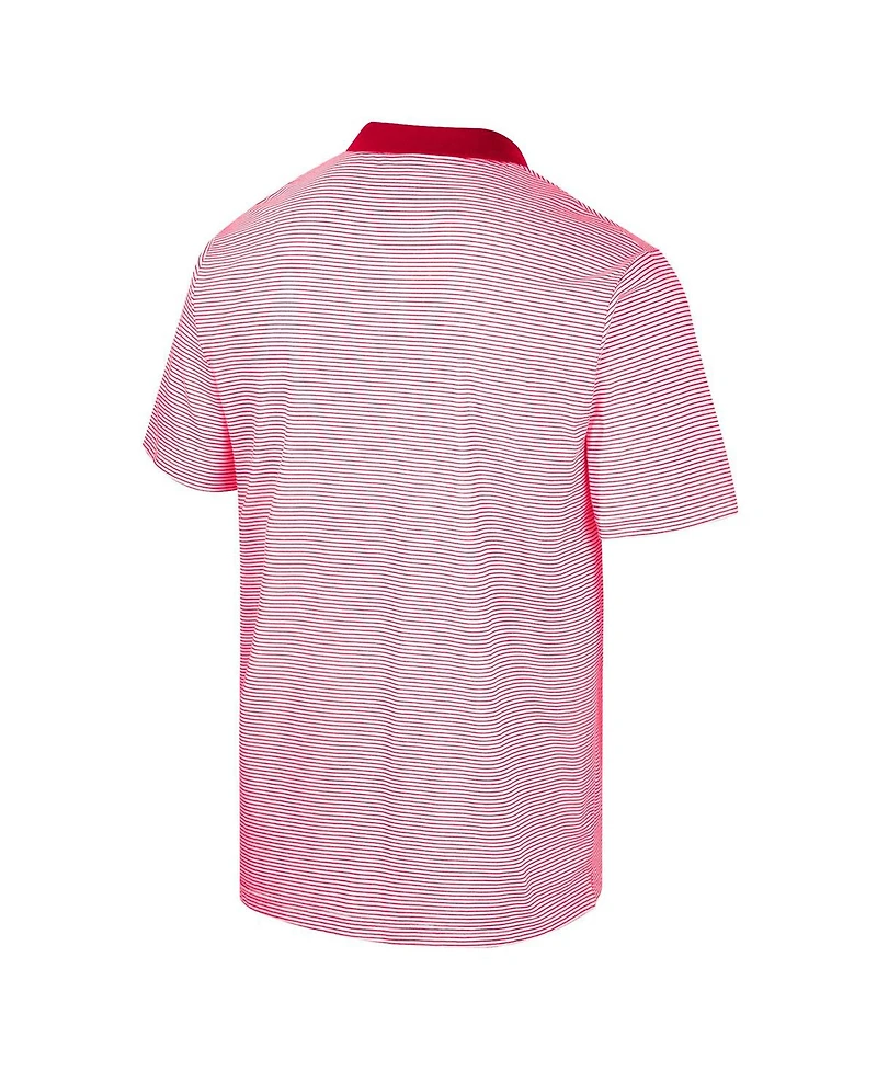 Men's Colosseum White, Red Wisconsin Badgers Print Stripe Polo Shirt