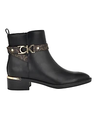 Calvin Klein Women's Dhara Logo Strap Block Heel Booties