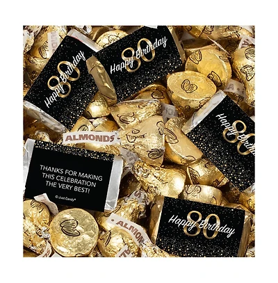 Just Candy 80th Birthday Candy Party Favors Hershey's Miniatures & Almond Kisses, 128 Pieces