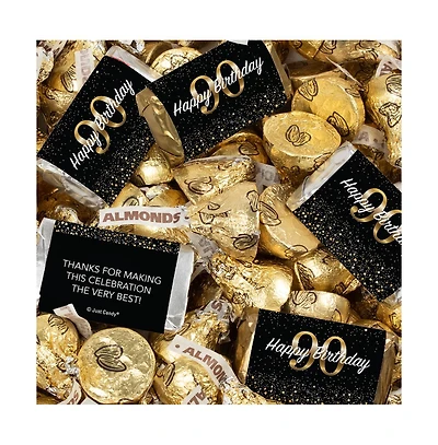 Just Candy 90th Birthday Candy Party Favors Hershey's Miniatures & Almond Kisses, 128 Pieces