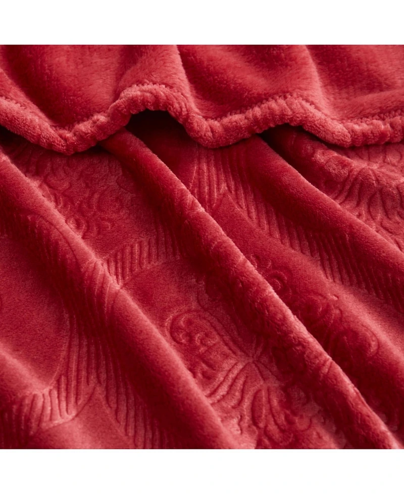 Kate Aurora Ultra Soft & Plush Ogee Damask Fleece Throw Blanket Covers - 50 in. W x 60 L