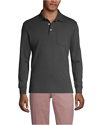 Lands' End Men's Long Sleeve Cotton Supima Polo Shirt with Pocket