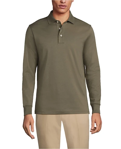 Lands' End Men's Long Sleeve Cotton Supima Polo Shirt