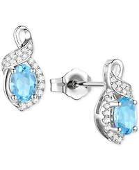 Amethyst (3/4 ct. t.w.) & Lab-Grown White Sapphire (1/6 Oval Swirl Stud Earrings Sterling Silver (Also Additional Gemstones)