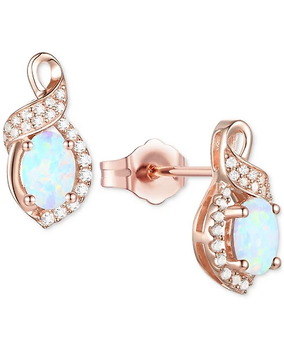 Amethyst (3/4 ct. t.w.) & Lab-Grown White Sapphire (1/6 Oval Swirl Stud Earrings Sterling Silver (Also Additional Gemstones)