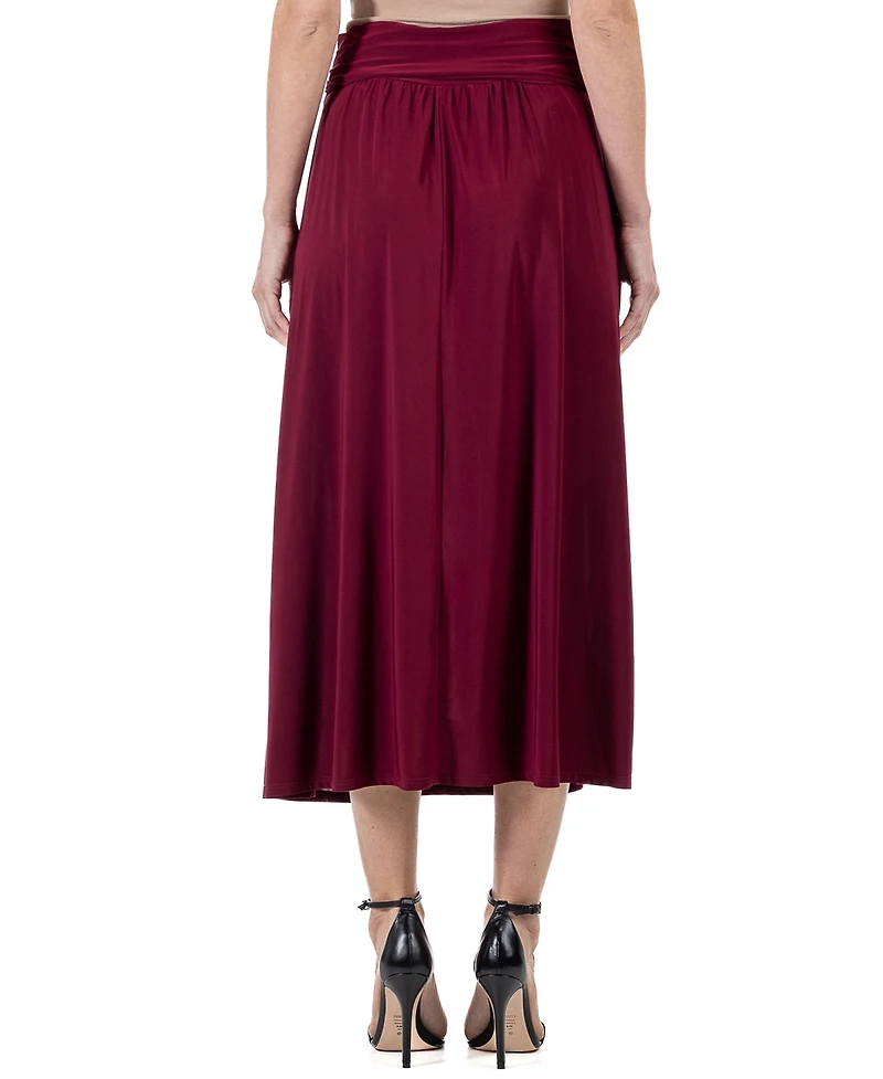 24seven Comfort Apparel Women's Foldover with Pockets Maxi Skirt