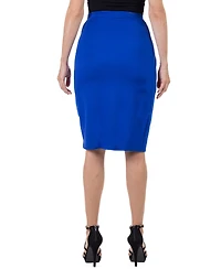 24seven Comfort Apparel Women's Elastic Waist Knee Length Pencil Skirt