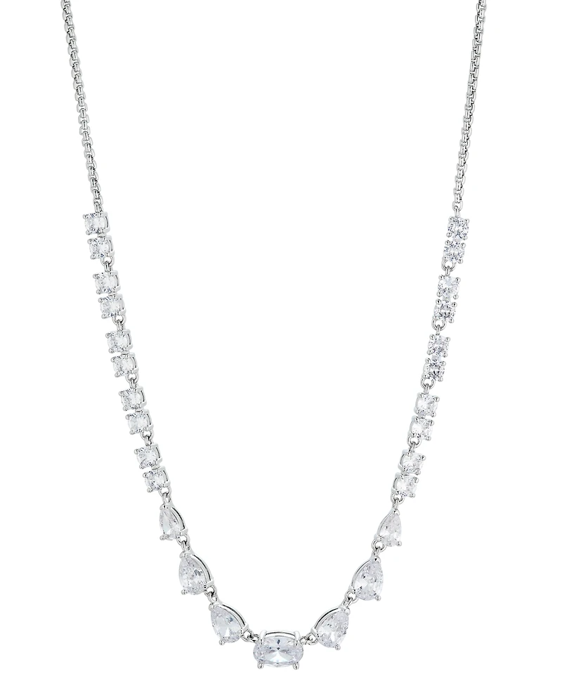 Eliot Danori Silver-Tone Mixed Crystal 15" Adjustable Statement Necklace, Created for Macy's