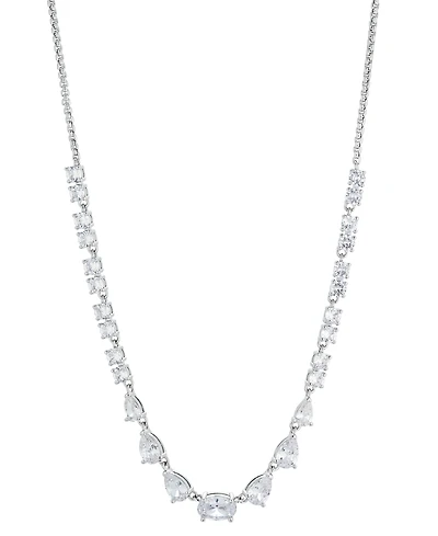 Eliot Danori Silver-Tone Mixed Crystal 15" Adjustable Statement Necklace, Created for Macy's