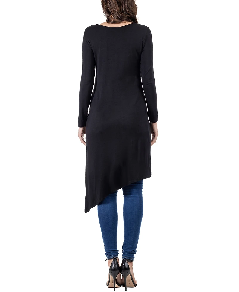 24seven Comfort Apparel Women's Long Sleeve Knee Length Tunic Top