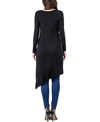 24seven Comfort Apparel Women's Long Sleeve Knee Length Tunic Top