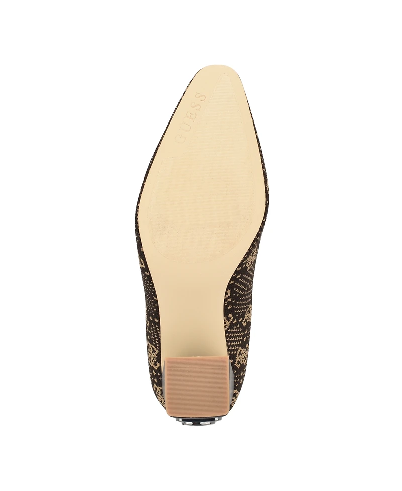 Guess Women's Yonel Block Heel Stretch Knit Logo Dress Booties