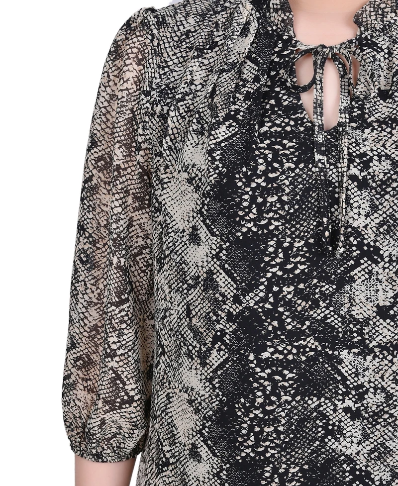 Ny Collection Petite 3/4 Sleeve Chiffon Blouse