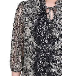 Ny Collection Petite 3/4 Sleeve Chiffon Blouse