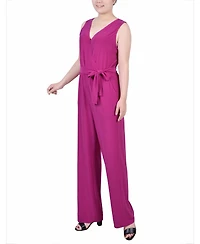 Ny Collection Petite Sleeveless Belted Jumpsuit